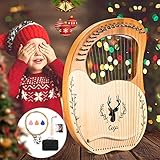 S SMAUTOP 19 Saiten Lyra Harfe, Massivholz Mahagoni Harfe mit Tragetasche und geschnitzten phonetischen Symbolen, für Musikliebhaber Anfänger