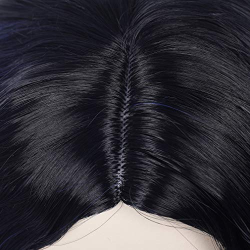 Image of PATTNIUM Kids Child Wig Black Blue Wig Short Wavy Wig Dark Blue Wig for Kids Cosplay Costume Synthetic Hair Blue Wig (Black Ombre Blue)
