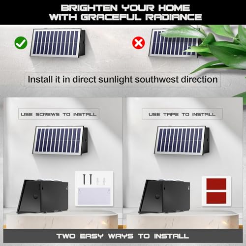 Image of GIGAWATTS 6 LED Solar Wall Light with 2W Panel On /Off Botton & 1.5Ah Battery Water Resistant Decor Deck Fence Lights Flood Lamp for Home Garden Terrace Patio (Set of 1, Warm White)