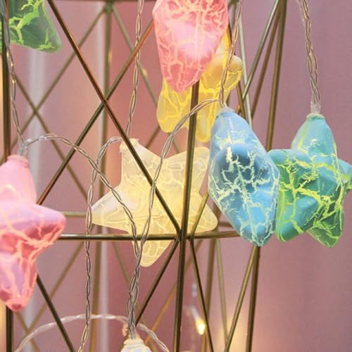 Image of Xenith 14 LED Crackle Star Shape Pastel Fairy String Lights for Baby Kids Room Diwali Christmas Festival Birthday Wedding Party Indoor Outdoor Garden Decoration (Multicolor, 3.5 Meter)
