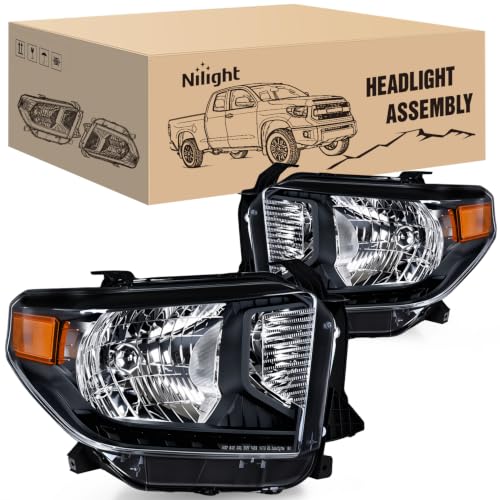 Image of Nilight Headlight Assembly Compatible for 2014-2021 Toyota Tundra | 2014 2015 2016 2017 2018 2019 2020 2021 SR5 /1794 /Limited /Platinum /SR /TRD Pro Headlamps with Black Housing clean Reflector