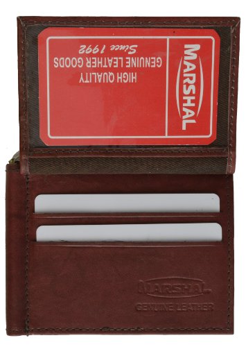 100% Genuine Leather Bi-fold Money Clip Tan #93CF3