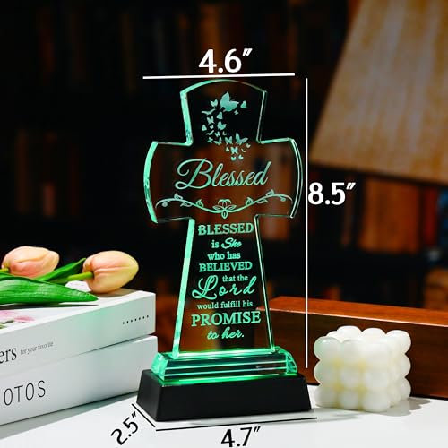 Image of Qianwei Crystal Cross Blessed Inspirational Gift for Women - Religious Catholic Baptism Communion Confirmation Gift - Colorless - Tabletop Decor