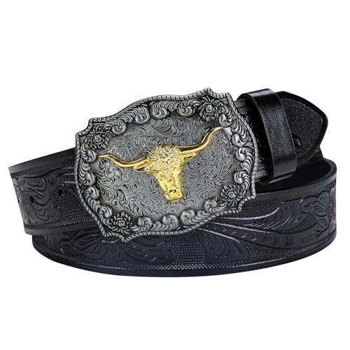 Image of Dubulle Womens Belt Chain Leather Belts Vintage Western Adjustable Elastic Double Buckle for Cowboy Pant Dress