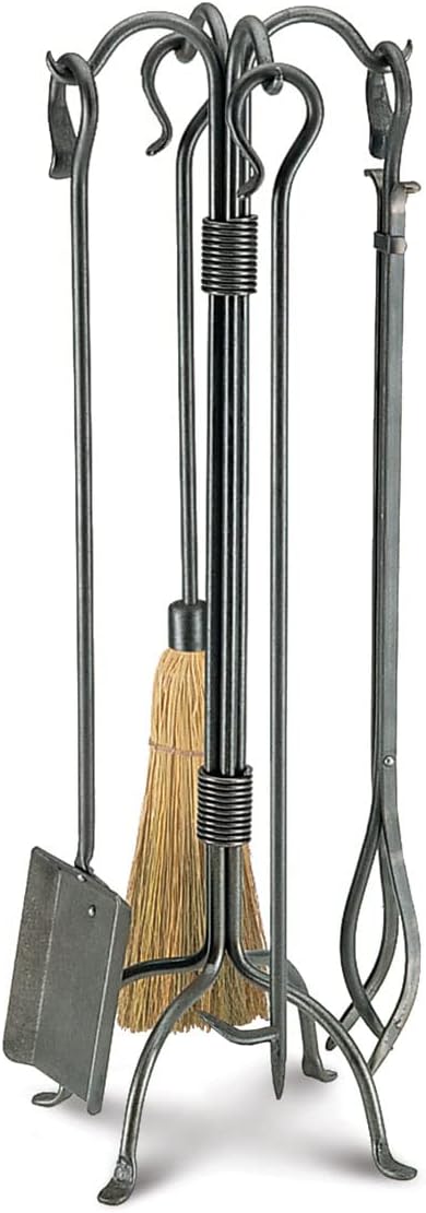 Pilgrim Home & Hearth 18006 Shepherd's Crook Fireplace Tool Set, 33" H/23 lb., Vintage Iron
