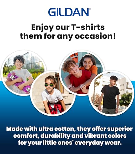 Gildan Youth Ultra-Cotton Unisex T-Shirt, Short Sleeve Crew Neck Tee, Multipack,White,XL,1 Pack4