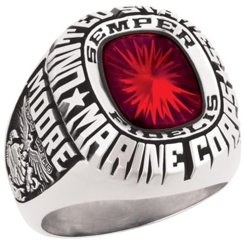 ArtCarved Men´s Patriot Service Military Custom Ring, Simulated Stone, Text/Year & Inside Engraving