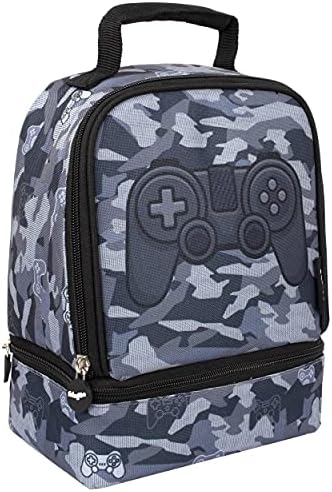 Fringoo - Double Decker Lunch Bag - Gamer Camoflauge Design - Lunch Bag for Kids - Lunch Bag with Compartment - Gamer Lunch Bag, Great School Lunch Bag - Fully Insulated