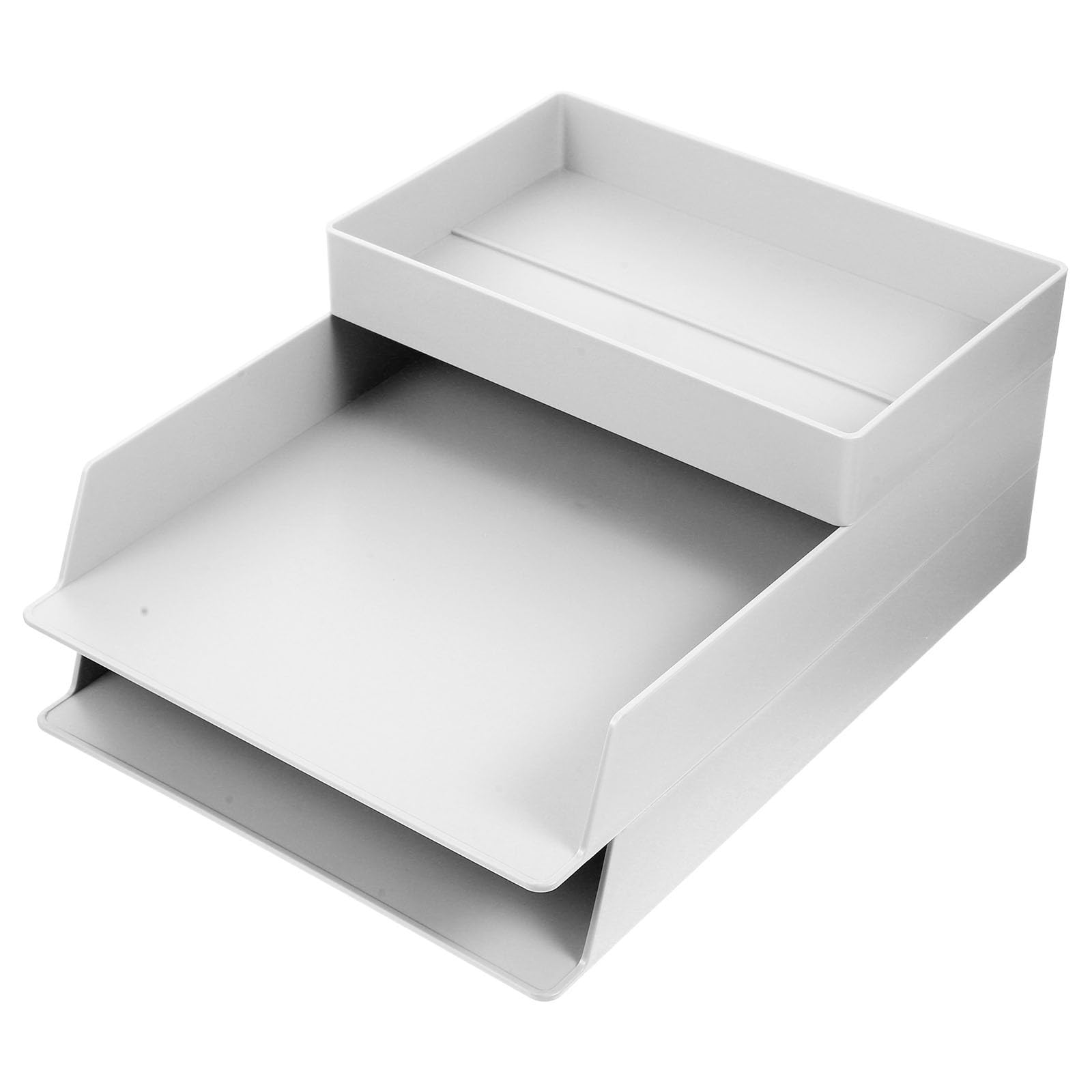 Set 3 Pezzi Contenitori Portaoggetti da Tavolo in Abs Bianco, Organizer per Penne e Documenti A4/a5, Supporto da Scrivania Impilabile per Ufficio, Scuola e Casa