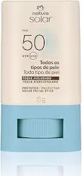 Natura Solar Protetor Solar Facial Stick, FPS 50 UVB/UVA, Toque Aveludado, 15g