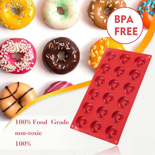 Hraulc Mini Donut Pan, 18 Cavity Silicone Donut Pan For Baking, Non-Stick & Heat Resistant Peach Ring Mold For For Cake Donut Muffin thumb #4