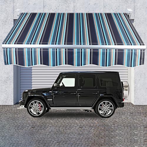 Toldo retráctil tela a rayas de repuesto textil con alta densidad para protección solar de patio 3