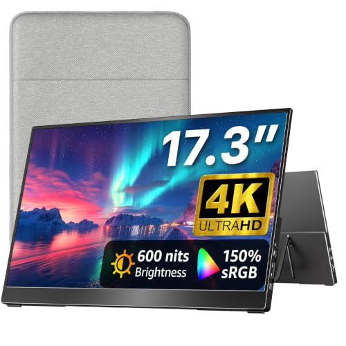 Image of kksmart Portable Monitor for Laptop MacBook Surface PC Xbox PS5, Travel Monitor Second Screen for Laptop, HDMI USB-C VESA Compatible Built-in Speaker, 17.3