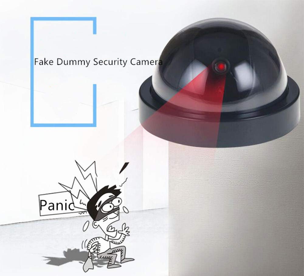 Caméras De Surveillance Sécurité Caméra De Surveillance Virtuelle, Caméra De Sécurité Factice Hémisphérique en Plastique avec LED Rouges Clignotantes