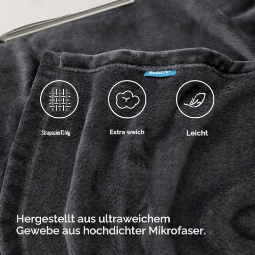 BEDSURE Kuscheldecke Flauschig Decke Fleecedecke - 230x270cm, Dunkelgrau – Ansicht 3