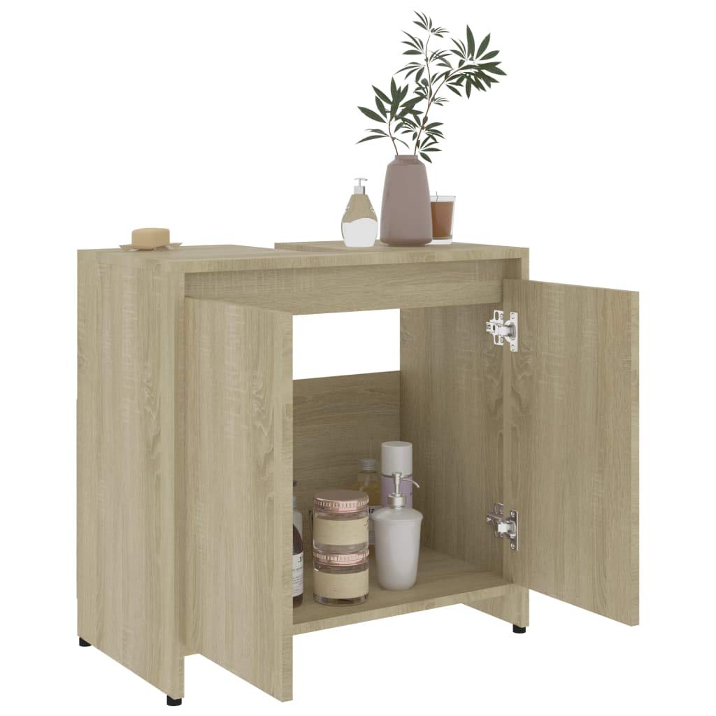 SKM Armoire de Salle de Bain Chêne Sonoma 60x33x58 cm Aggloméré-645