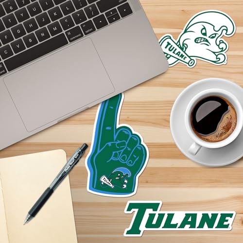 Image of Tulane University 10ct Vinyl Sticker Pack - Large Waterproof Tulane, Green Wave, Mascot & Pennant Decals for Laptops, Water Bottles, Tablets, Scrapbooks, Vehicles & More - Officially Licensed Designs