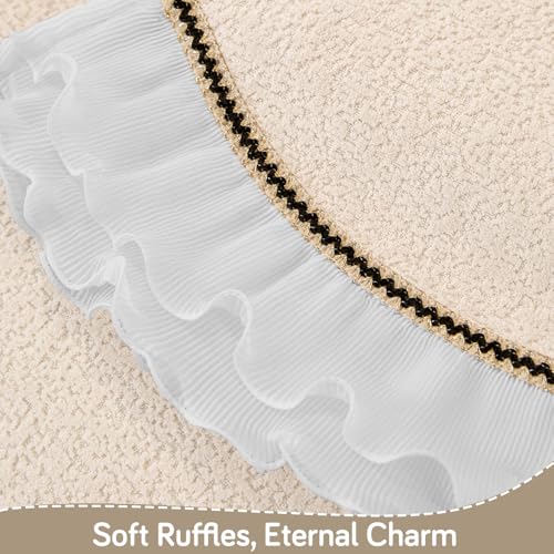 Image of HOKIPO 'French Classic Frill' Sofa Cover Mat for 1 /2 /3 Seater & L Shape Sofa. Make Your Own Sofa Cover Set, Anti-Slip Mat Length 90(D) x 170(L) cm, Snow White Ivory (AR-6142-IVY)