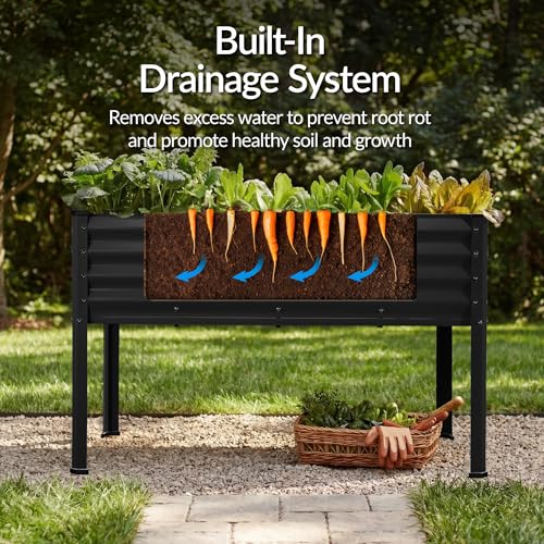 Image of Best Choice Products 48x24x30in Galvanized Raised Garden Bed, Metal Elevated Planter Box, Vegetable Garden for Backyard, Patio, Balcony, 100% Non Toxic Materials - Black