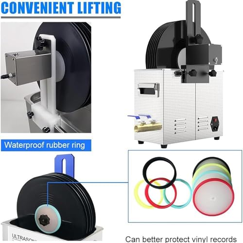 Pulitore a ultrasuoni Pulitore a ultrasuoni per Dischi in Vinile, Sistema di Pulizia per Dischi in Vinile da 6,5 l, con degasaggio, Temperatura e Tempo Regolabili, Rotazione Automatica, per