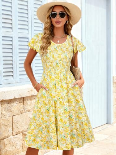 Image of Berydress Summer Dresses for Women 2026 Casual Boho Smocked Midi Sundress