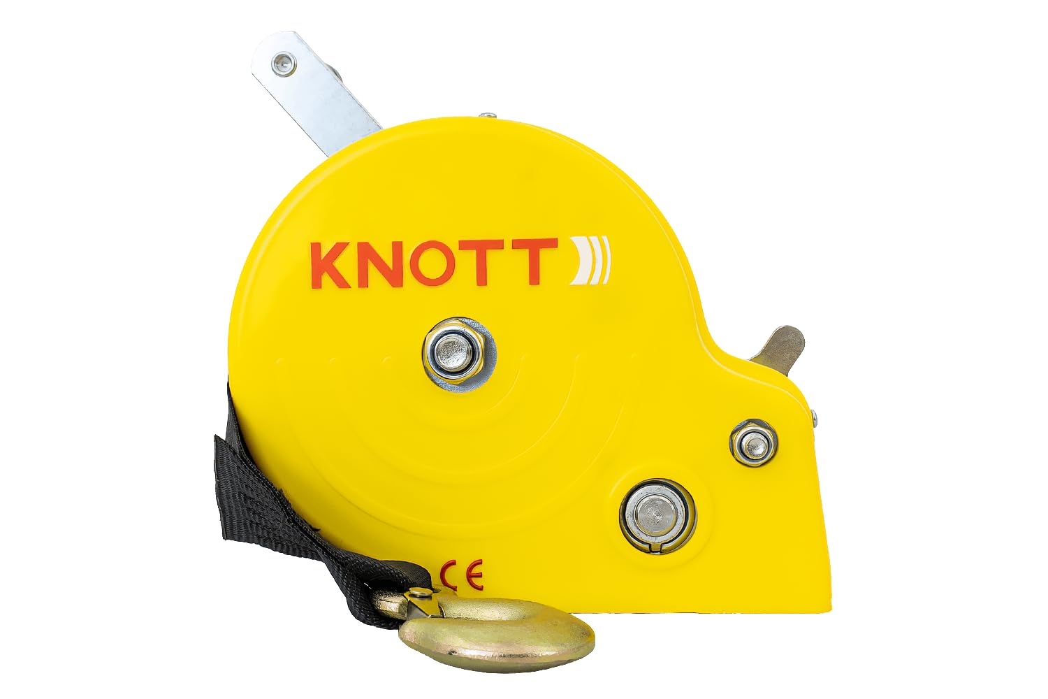 KNOTT Seilwinde 450 kg mit Gurt, Gelb