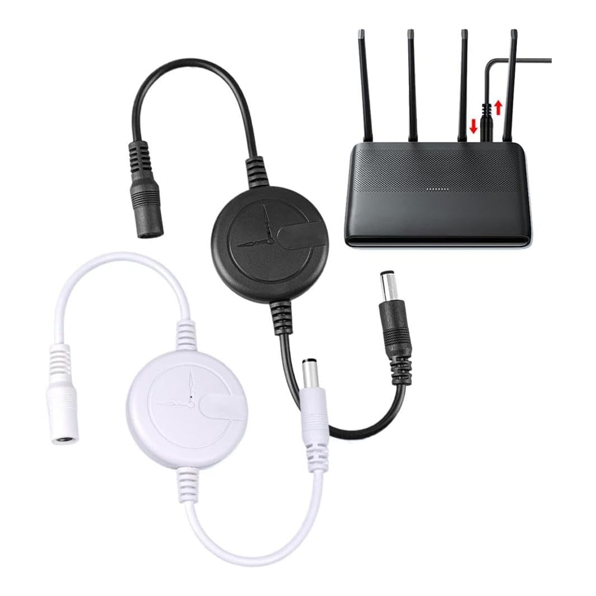 Cavo di riavvio automatico universale per router DC5V-15V da 2 pezzi, 72 ore di riavvio automatico per modem ottico/bridge WiFi/router/ripetitore, linea di riavvio automatico (nero)