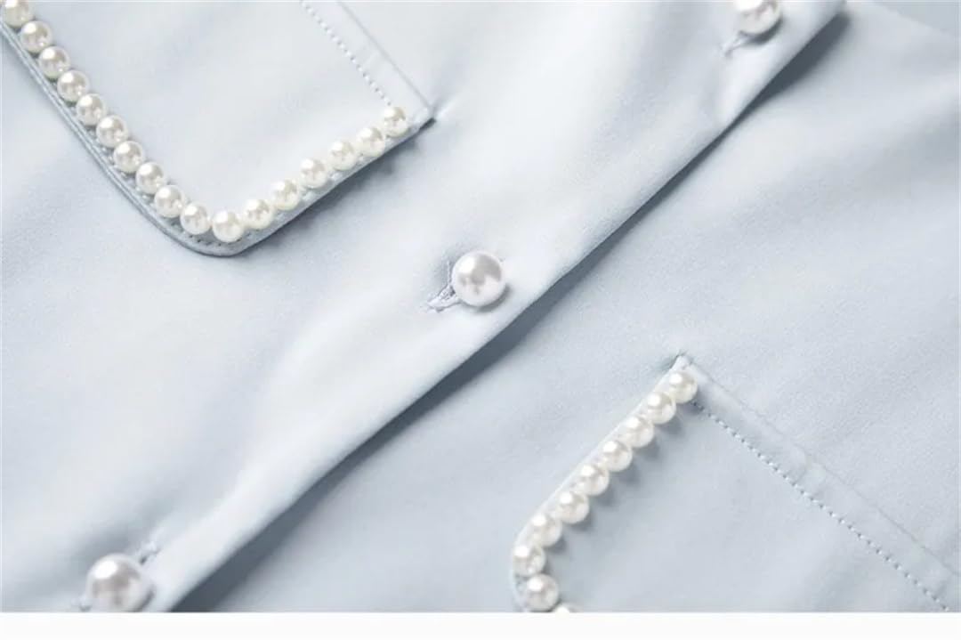 Blusa elegante con cuello redondo para mujer, blusa de trabajo para oficina