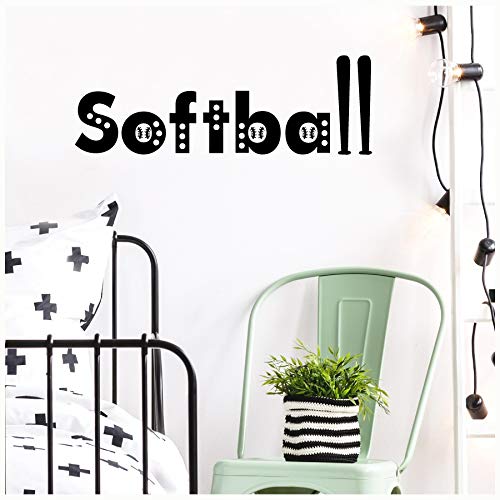 Softball Vinyl Lettering Wall Decal Sticker (Black, 10