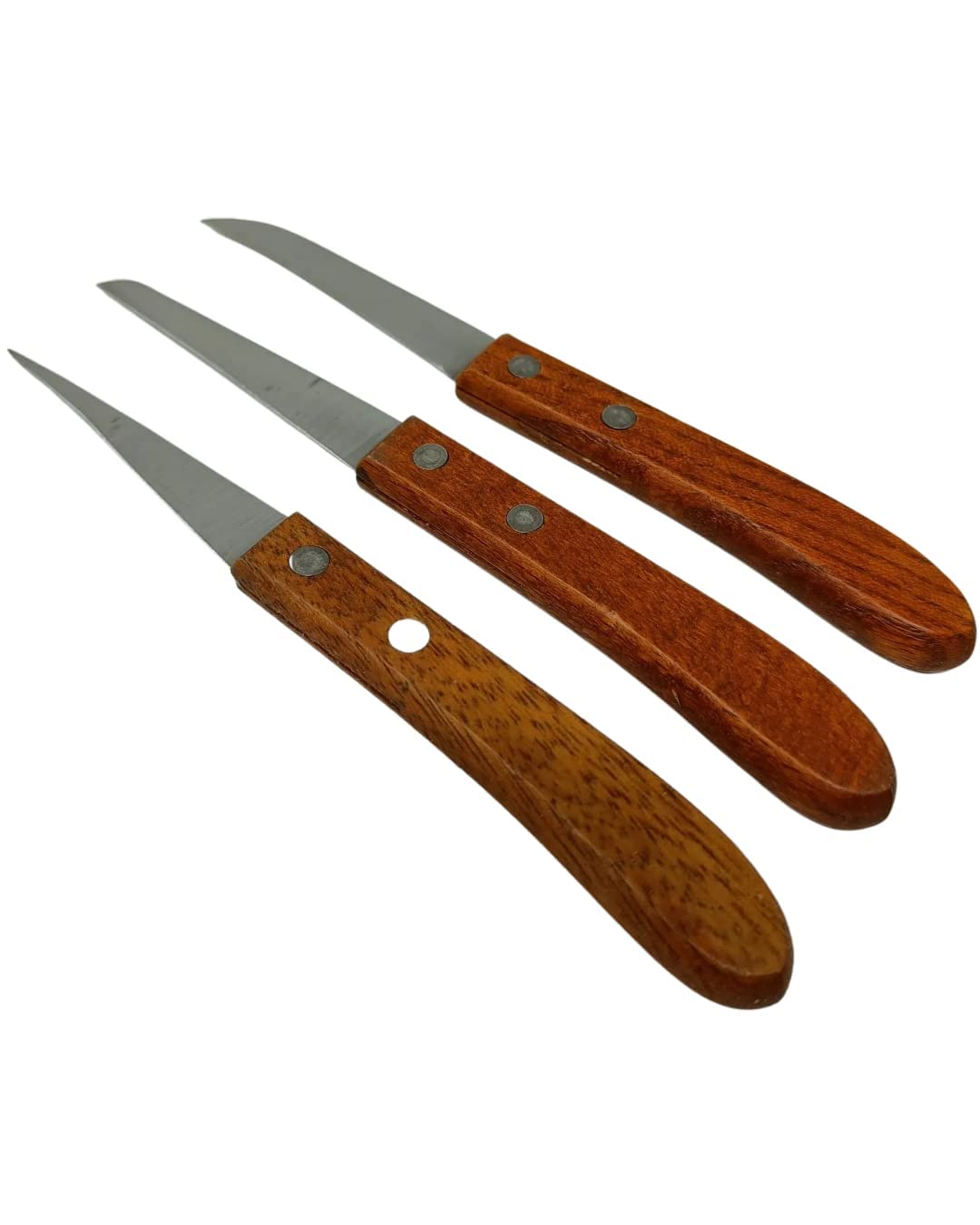 Bridge2shopping Multipurpose Fruit and Vegetable Carving Knife Wooden Handle, Set of 3 1