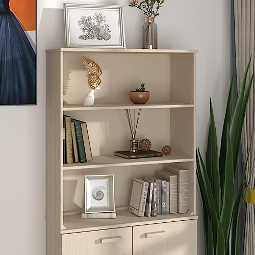 Goyphonic Hamar Meuble haut en pin massif marron miel 85 x 35 x 100 cm avec portes et étagères, buffet pour cuisine et garde-manger, buffet avec espace de...