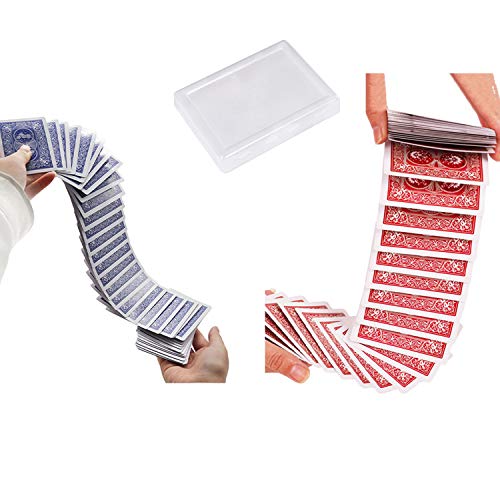 Shinena 2 Pack Magic Tricks Magic Electric Deck Poker Cards Waterfall Card Magic Props Special Deck Close Up Magic with Storage Box, Ideal Gift for Novice & Professional Magicians Red & Blue