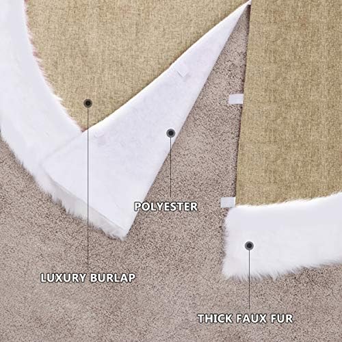 Christmas Tree Skirt, Vosarea Countryside Burlap Faux Fur Xmas Tree Skirt 48 Inch Tree Skirts Christmas Tree Ornaments for Home Party Decor Christmas Holiday Decorations, Beige