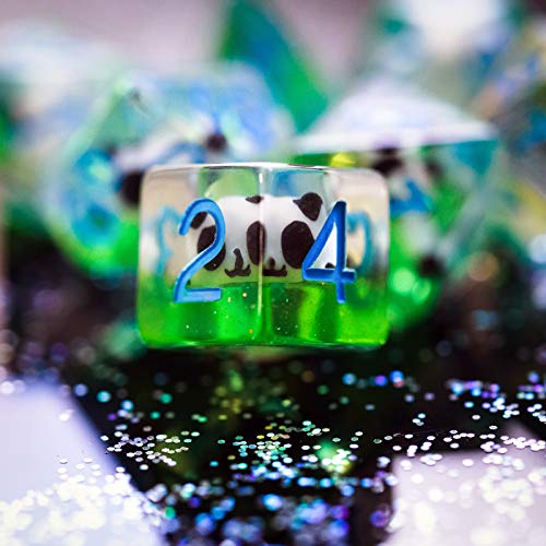 Image of Cusdie 7-Die DND Dice, Polyhedral Dice Set Filled with Animal, Animal Dice Set for Role Playing Game D&D Dice (Panda)