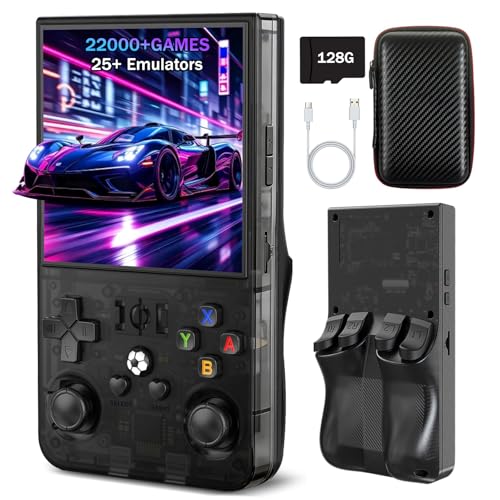 R36MAX Retro Handheld Game Console, Portable Hand Held Open Source Linux System, 4.0 Inch 720x720 IPS Screen, 128GB Storage 22,000+ Classic Games, 4000mAh Battery Gaming Handheld(Deep Black)