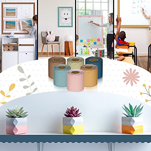 6 Rolls 196.8 Ft Colorful Classroom Borders For Bulletin Board Scalloped Bulletin Board Borders Trim Bulletin Board Decorations Bulletin Borders For Classroom Bulletin Board Decor (Advanced Grey) #TOP6