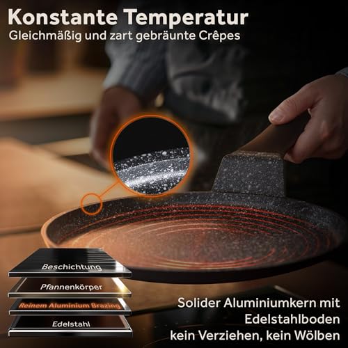 ZWIEGER Crepe Pfanne mit Teigverteiler – Pancake Pfanne Induktion 26 cm – Ansicht 5