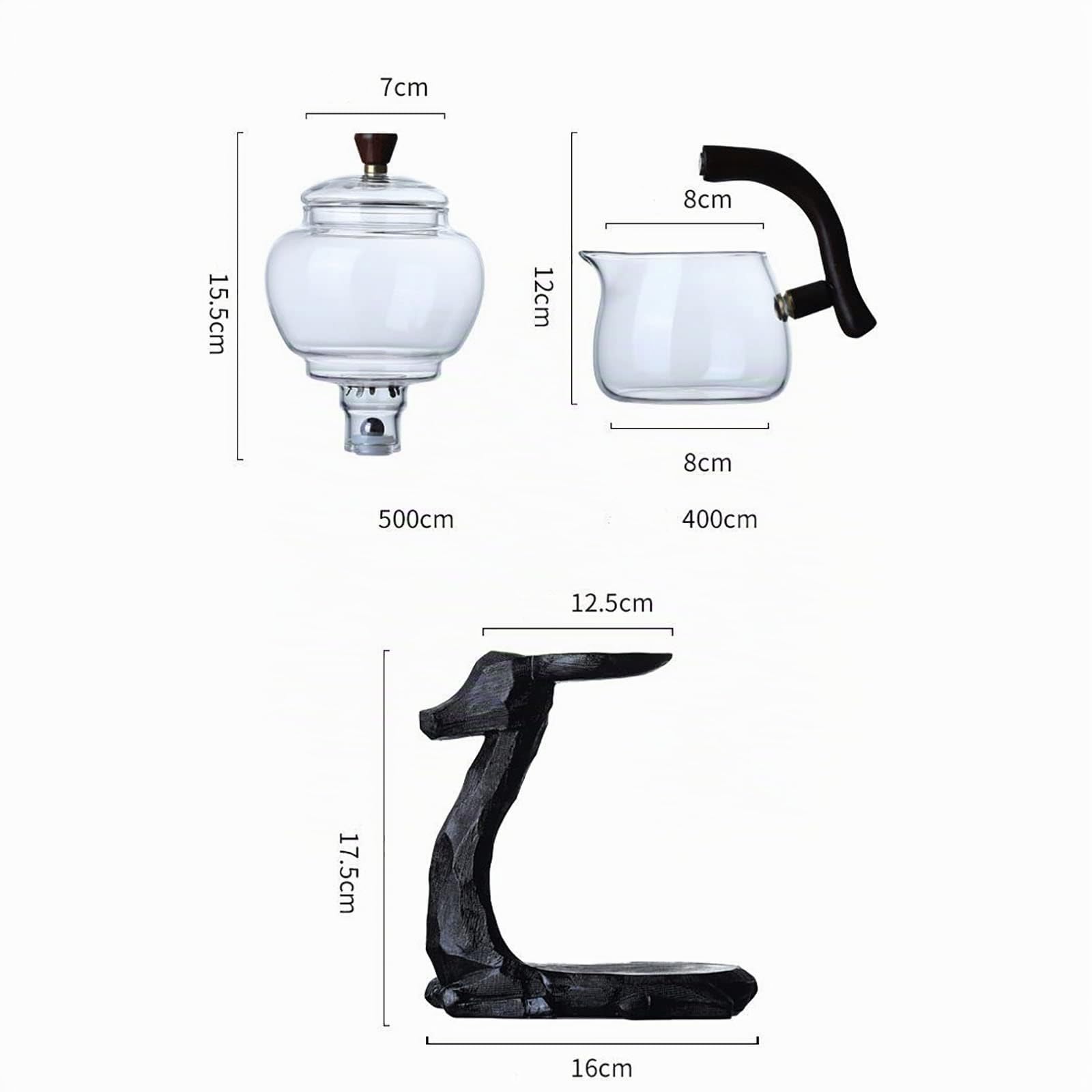 YUDIZWS Semi Automatica Vetro Teiera con Infusore,Cinese Set di Tè Kungfu Pentola a Goccia con Base Tè Tazza Infuser per Tè Fare la Casa in Bicchiere,Deer tea maker