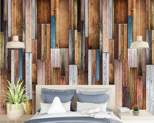 Papier peint bois coloré pour masquer les défauts du mur et décorer