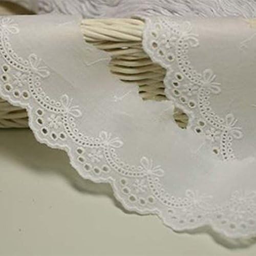 14Yds Broderie Anglaise cotton eyelet lace trim 5cm White YH877
