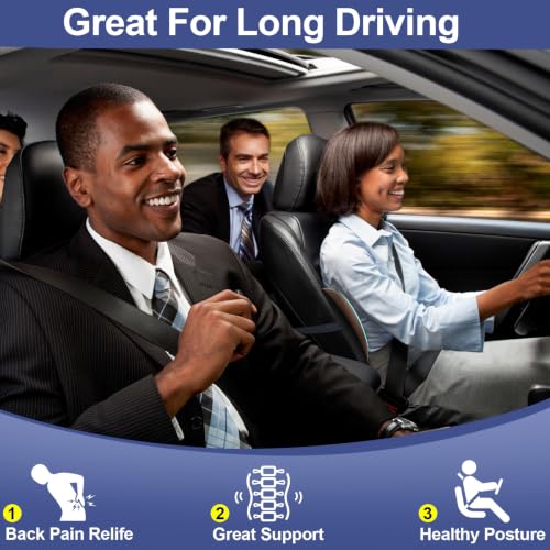 Image of Cooling Lumbar Support Pillow for Car, Memory Foam Car Back Cushion | Cool-Touch Car Seat Back Pillow for Driving, Adjustable Strap, Cool-Touch Ergonomic Lower Back Support Pillow, Office Chairs