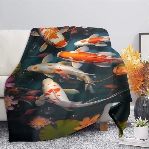 Couverture Koi Fish Pond en microfibres doux de 150x200cm pour canapé
