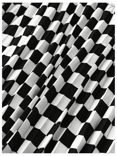 WDIRARA Women's Plus Size Checkered Elastic Waist A Line Flowy Skirt Plaid Flared Midi Skirt4