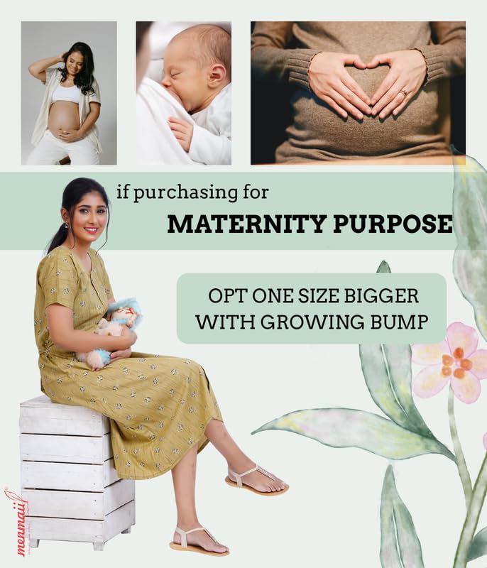 Image of MENMAII Women's [L-4XL] Full Open /Front Buttoned [a Kind of Adaptive Clothing] Multipurpose Nighty for Maternity /Pregnancy /Elderly /Patient /Feeding /Hospital Purpose Nighty Calf Length
