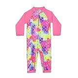 weVSwe Baby Girls Rash Guard Pink Glitter Fish Scales Swimsuit Crotch Zipper for Easy Diaper Changes 12-18 Months