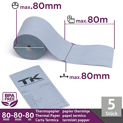 Lot de 5 rouleaux de papier thermique écologique 80 mm x 80 m x 12 mm de LYNNE PAYMENT SOLUTIONS – vue 3