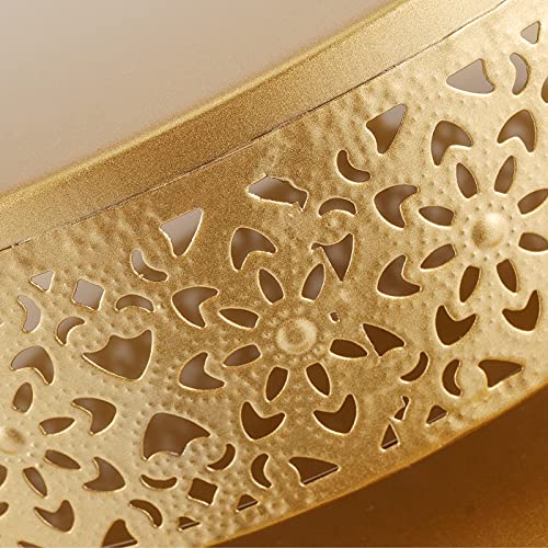 HAKZEON 3-Piece 8,10,12 Inches Diameter Cake Stand Set, Gold Round Metal Cake Stands, Golden Hollow Cake Stand Dessert Cupcake Pastry Display Plates for Weddings, Parties, Events,Home Decoration