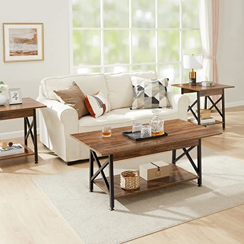 Greenforest Small Folding Desk No Assembly Required With Coffee Table Farmhouse Rustic With Storage Shelf For Living Room #TOP7