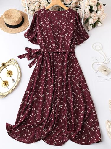 Litzo Women's Polyester A-Line Maxi Dress (L-76-M Red