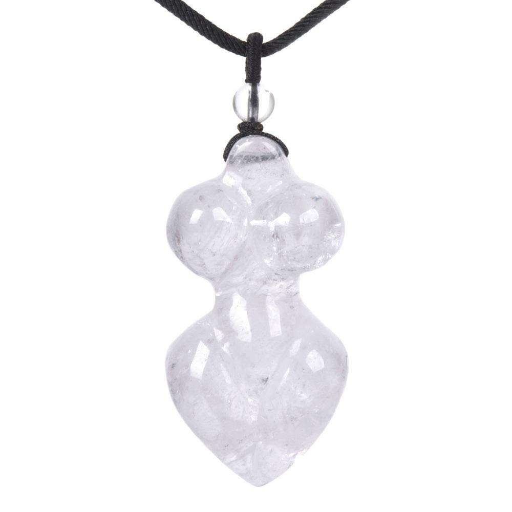 JUST IN STONES Gemstone Rock Crystal Hand Carved Goddess Chakra Reiki Pendant Necklace 22 Inch